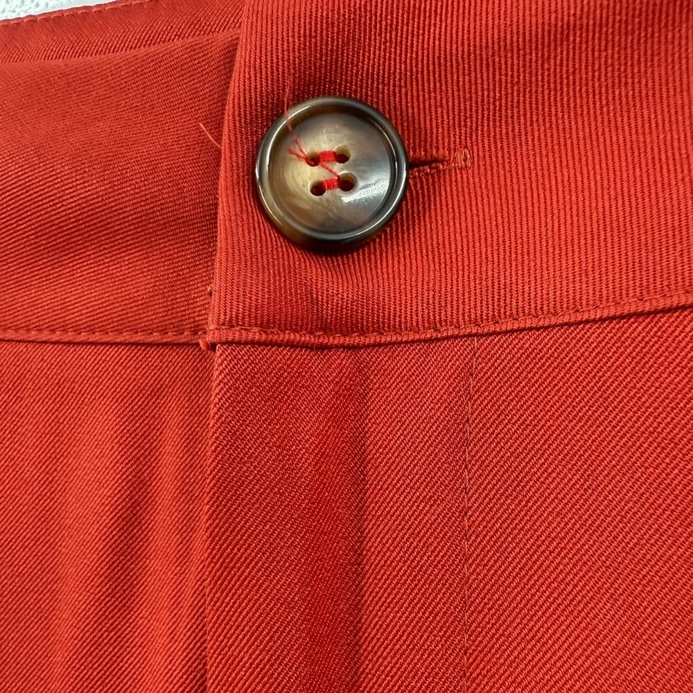 Red High-Waist Pleated Balloon Pants XL | Wide Pocket Tapered Cuff Trousers
